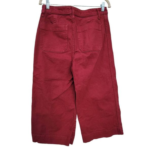 Madewell High Waist Wide Leg Crop Pants Dusty Burgundy 29 - Picture 6 of 8